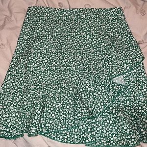 Shein skirt green and white floral